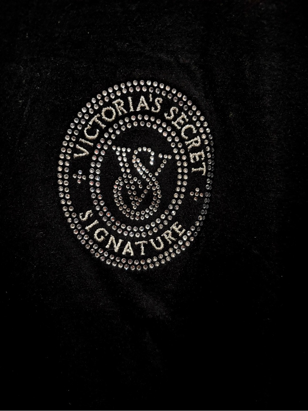 Victoria's Secret Black Tee with Silver Rhinestone Logo